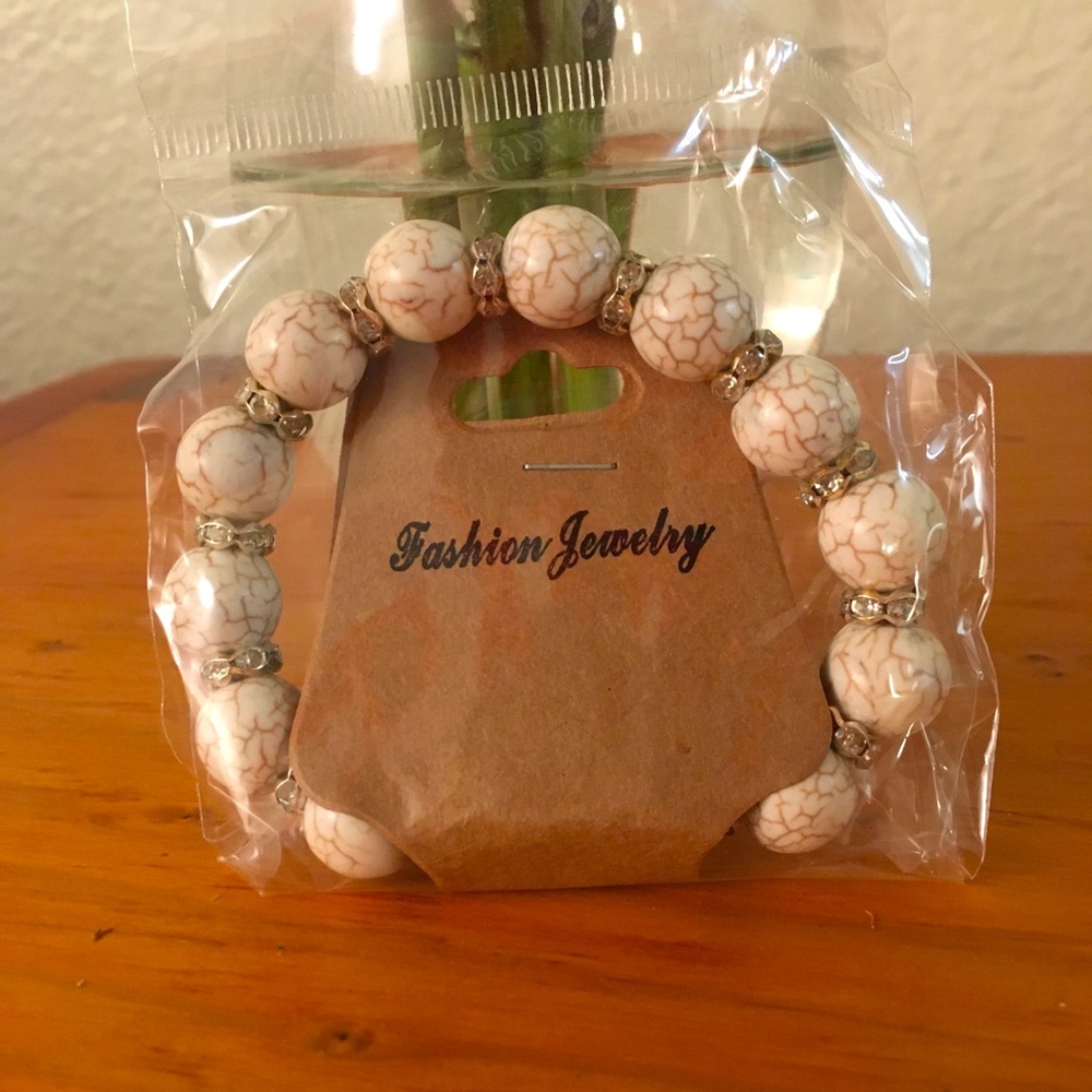 White Rhinestone Bezel Bracelet